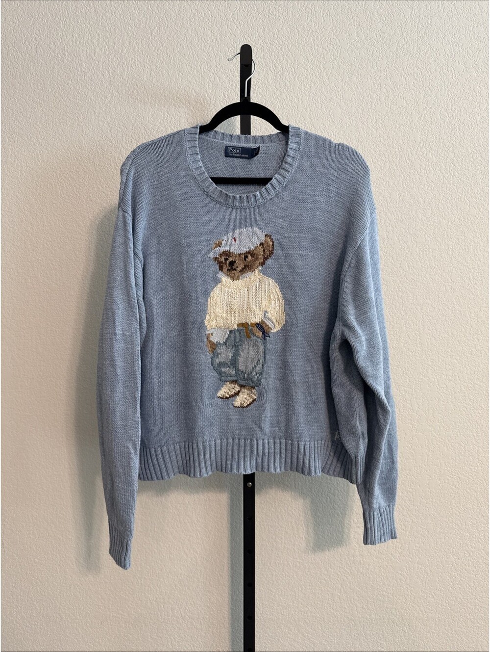 Ralph Lauren Light Blue Bear Knit Sweater
